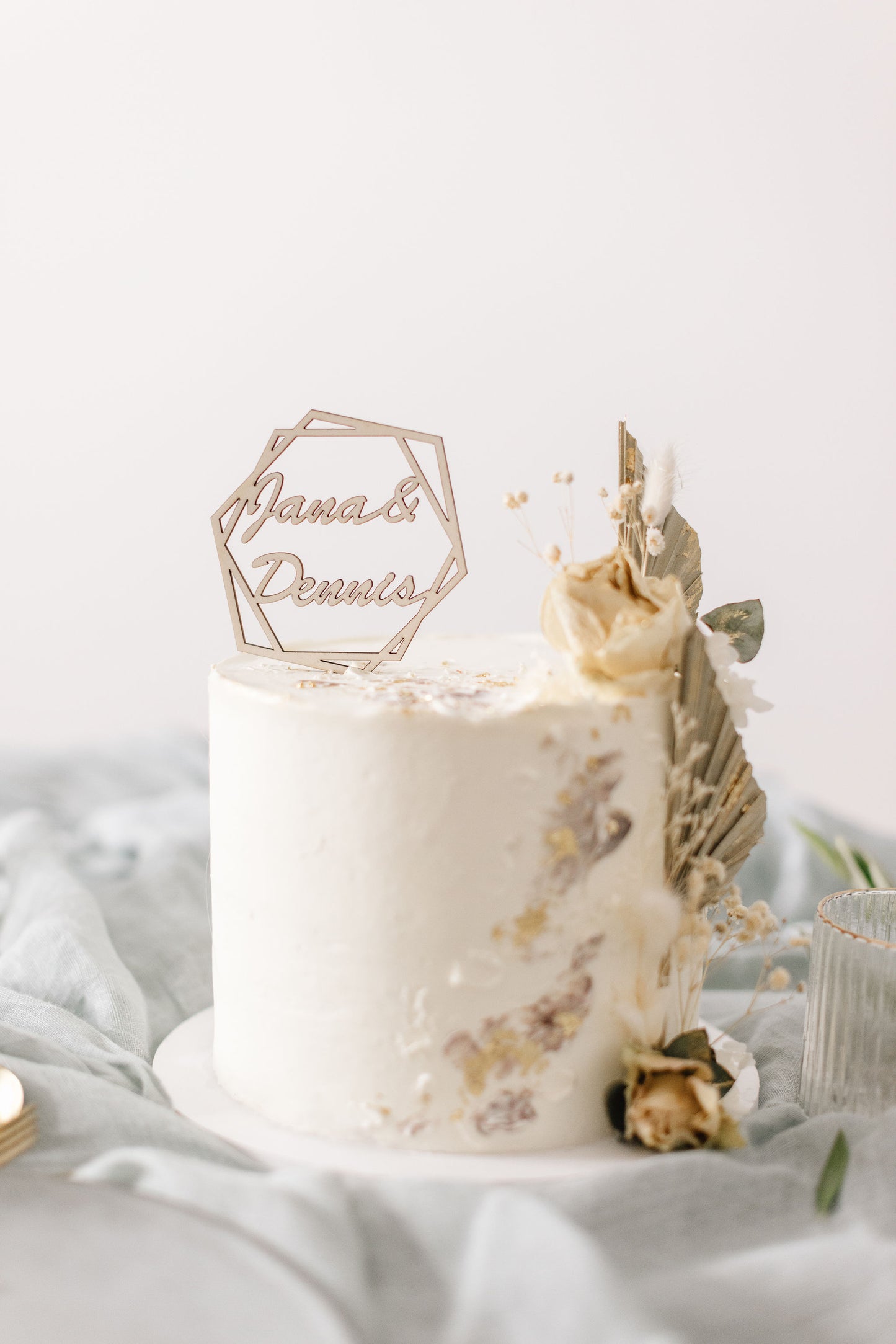 Hochzeit Cake Topper | Tortenstecker | Tortenfigur | Sechseck | personalisierbar