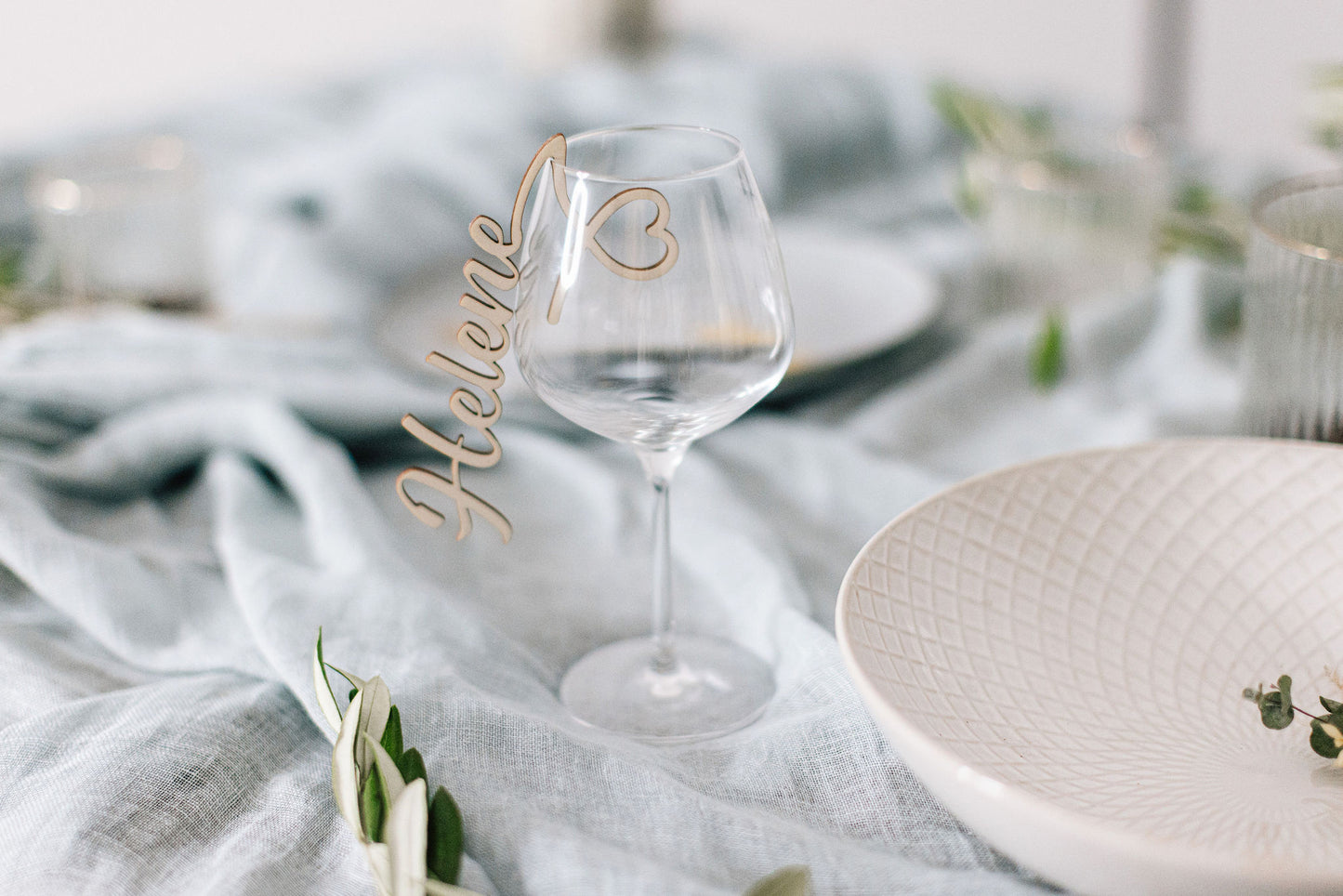 Namensschilder zum Einhängen am Glas - Personalisierte Tischdeko für Veranstaltungen | personalisierbar