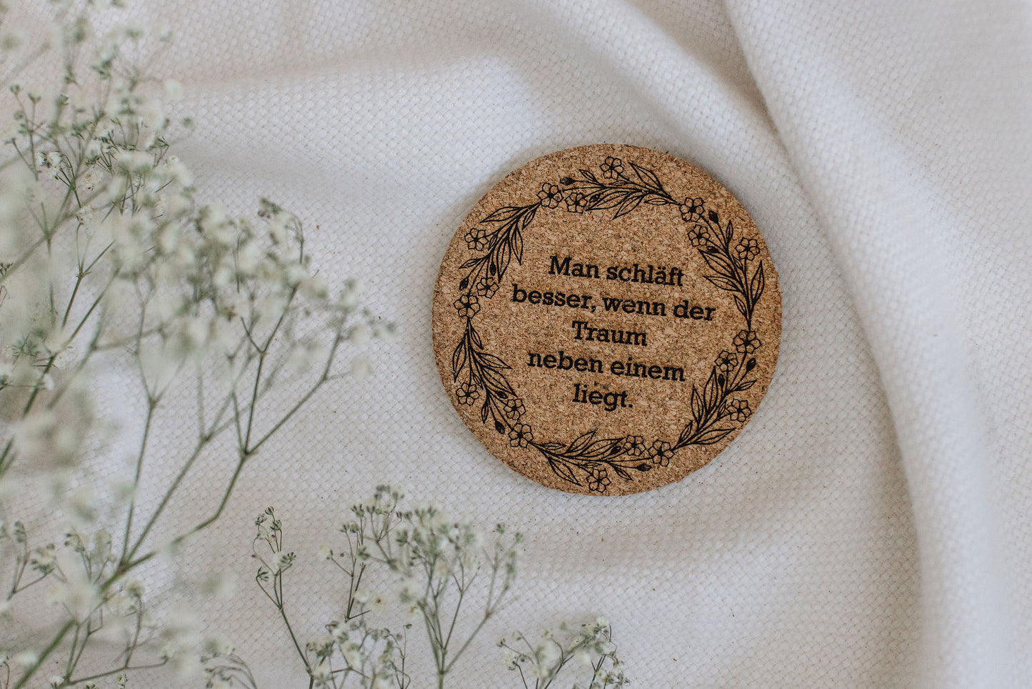 Korkuntersetzer - Natürliche Tischdekoration für deine Veranstaltung geradlinige Schrift | personalisierbar