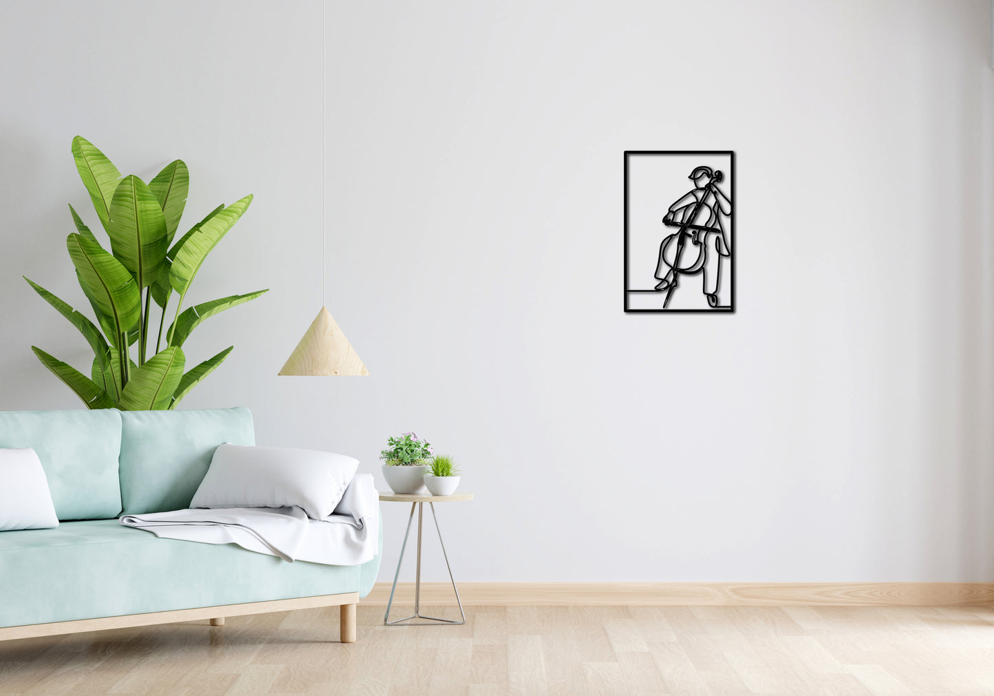 Minimalistisches Lineart Wandtattoo – 3D Optik für Moderne Wandgestaltung | Geigenspieler