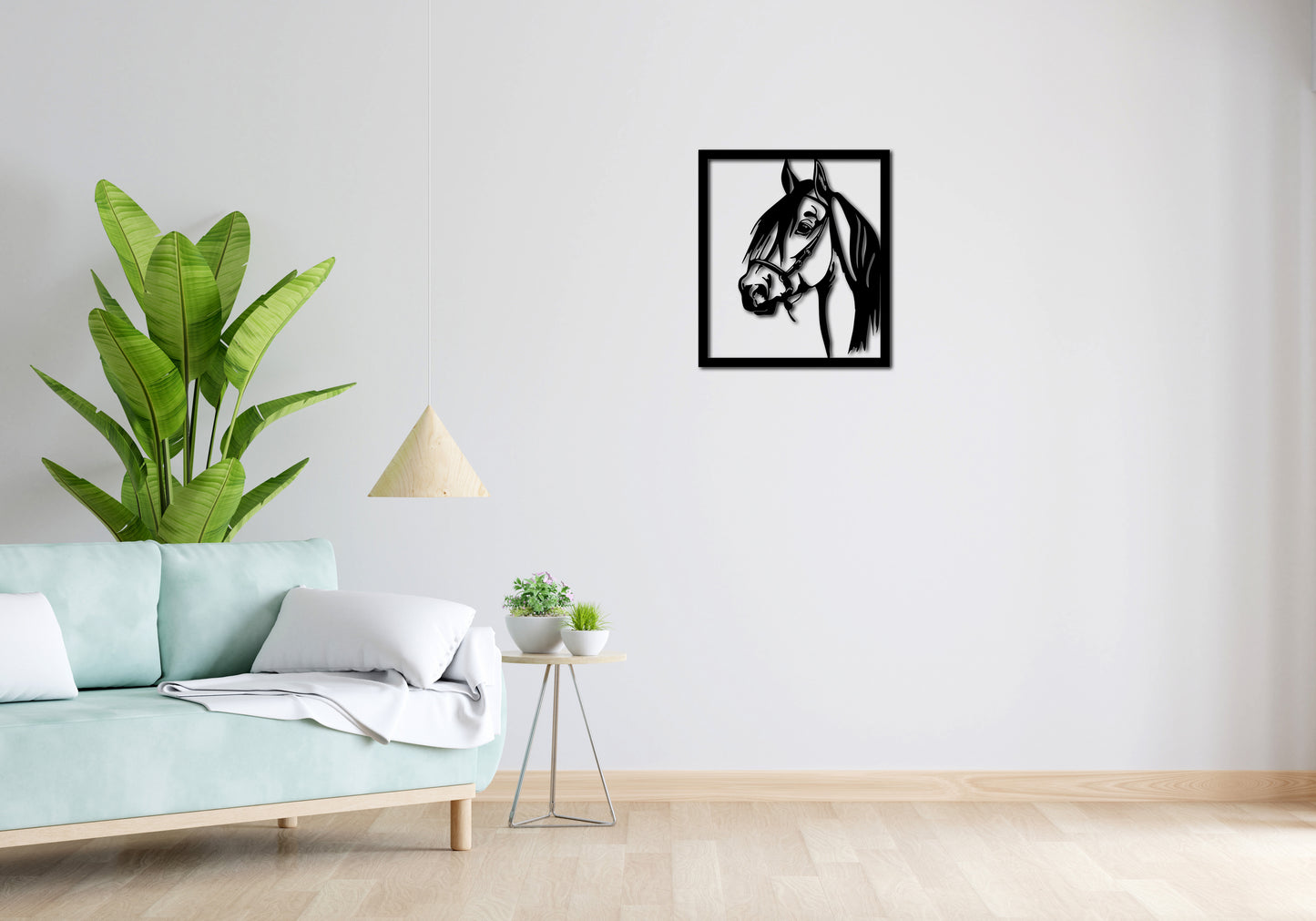 Minimalistisches Lineart Wandtattoo – 3D Optik für Moderne Wandgestaltung | Pferd | Pferdekopf