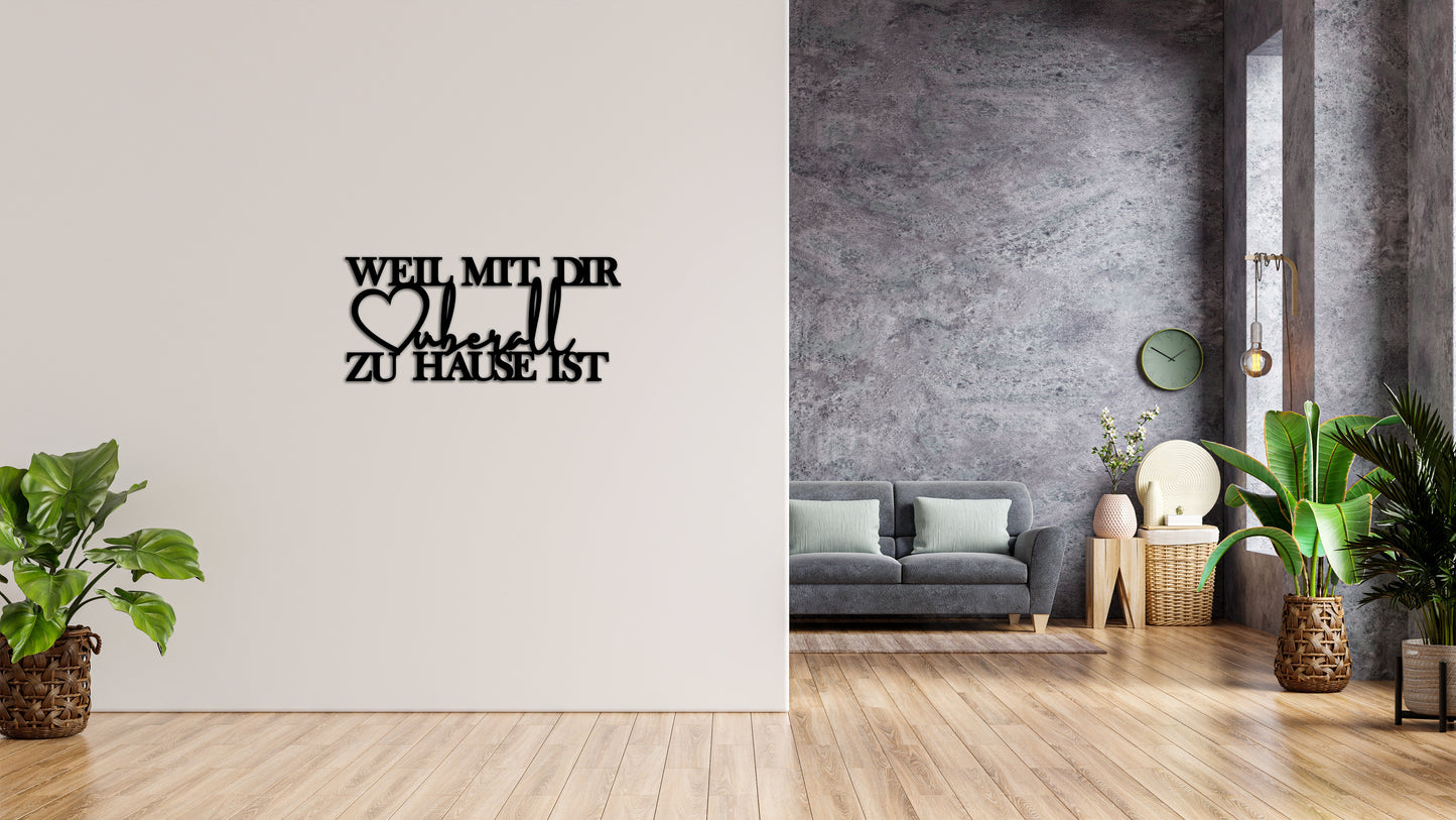 Minimalistisches Lineart Wandtattoo – 3D Optik für Moderne Wandgestaltung | Weil mit dir überall zu Hause ist