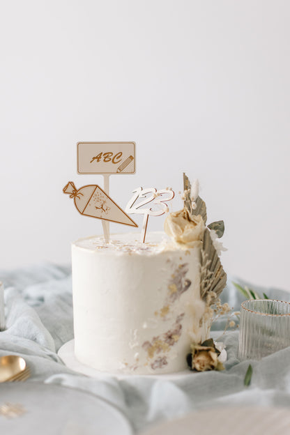 Schulkind | Caketopper zum Schulanfang | Cake Topper personalisiert | Cake Topper aus Holz | Cake Topper | Tortenaufstecker | ABC-Schüler