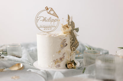 Schulkind | Caketopper zum Schulanfang | Cake Topper personalisiert | Cake Topper aus Holz | Cake Topper | Tortenaufstecker | ABC-Schüler | personalisierbar
