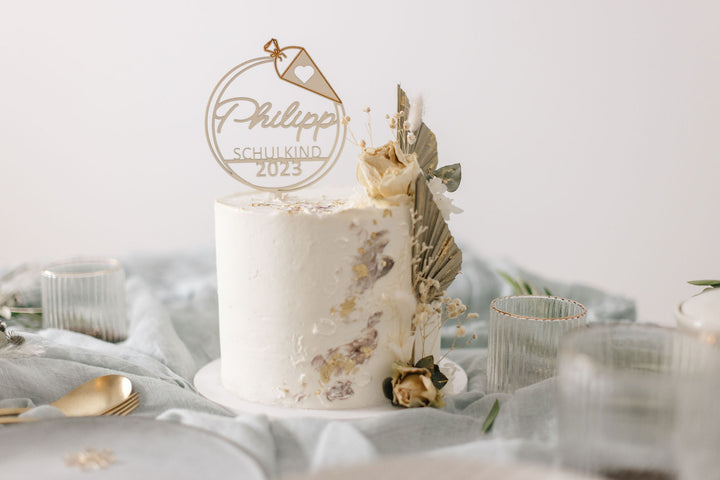 Schulkind | Caketopper zum Schulanfang | Cake Topper personalisiert | Cake Topper aus Holz | Cake Topper | Tortenaufstecker | ABC-Schüler | personalisierbar