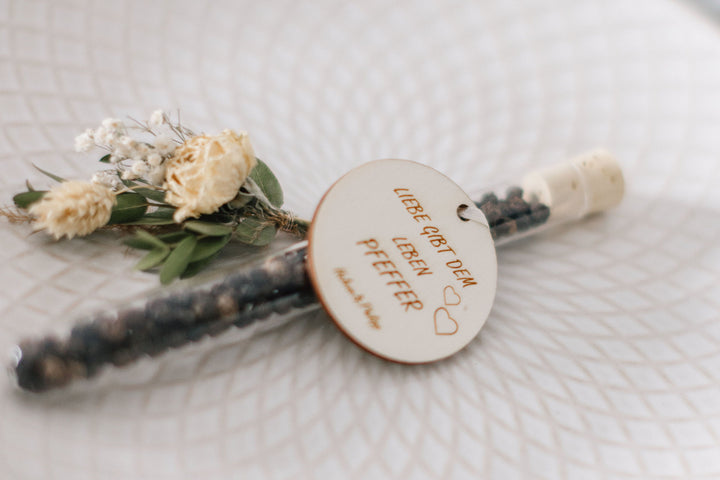 Gastgeschenk Hochzeit | Salz &amp; Pfeffer | Reagenzglas | personalisierbar
