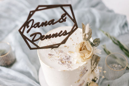 Hochzeit Cake Topper | Tortenstecker | Tortenfigur | Sechseck | personalisierbar