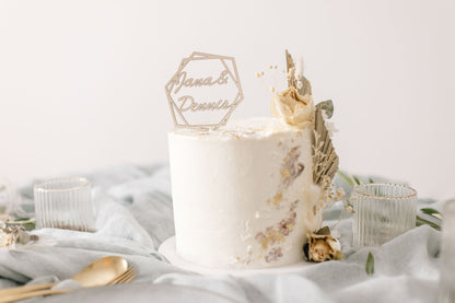 Hochzeit Cake Topper | Tortenstecker | Tortenfigur | Sechseck | personalisierbar