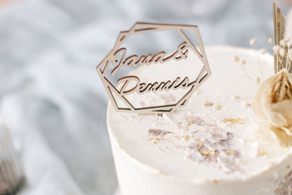 Hochzeit Cake Topper | Tortenstecker | Tortenfigur | Sechseck | personalisierbar
