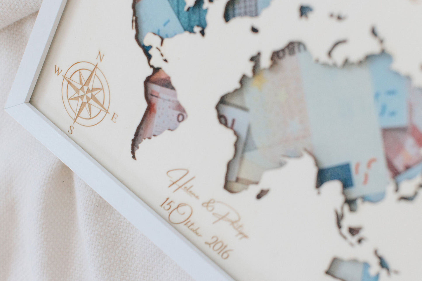 Hochzeitsgeschenk für reiselustige Paare - Personalisierte Weltkarte | personalisierbar