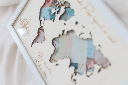 Hochzeitsgeschenk für reiselustige Paare - Personalisierte Weltkarte | personalisierbar
