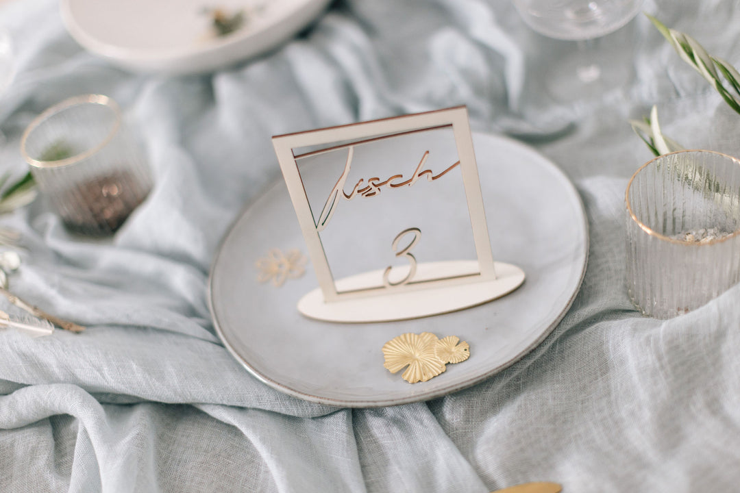 Hochzeit Tischnummern - Einzigartige Viereckige Tischdekoration