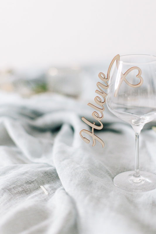 Namensschilder zum Einhängen am Glas - Personalisierte Tischdeko für Veranstaltungen | personalisierbar