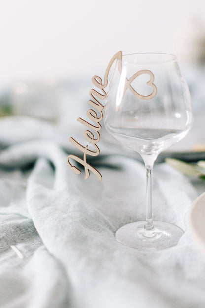 Namensschilder zum Einhängen am Glas - Personalisierte Tischdeko für Veranstaltungen | personalisierbar