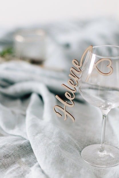 Namensschilder zum Einhängen am Glas - Personalisierte Tischdeko für Veranstaltungen | personalisierbar