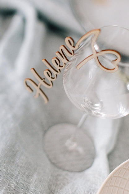 Namensschilder zum Einhängen am Glas - Personalisierte Tischdeko für Veranstaltungen | personalisierbar