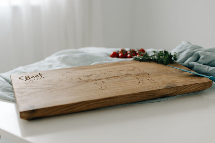 Schneidebrett Eiche Schweizer Kante personalisiert – Gravur &amp; Saftrinne | Handgefertigt |  personalisierbar
