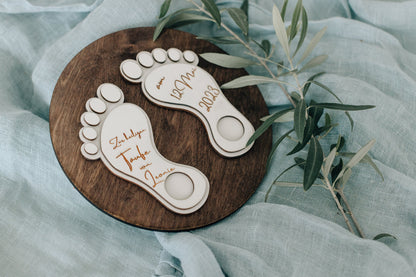Taufe | Geburt | Willkommensfest | Taufgeschenk | Fußabdrücke | Taufzeremonie | Fußspuren | Holz | personalisiertes Geschenk zur Taufe | Babygeschenk | Taufgeschenke | personalisierbar