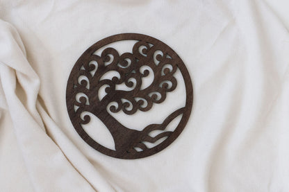 Baum des Lebens Untersetzer - Symbolische Tischdekoration Chocolat Brown