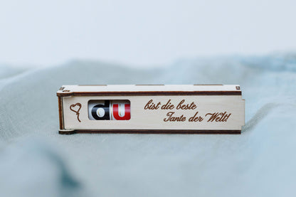 Personalisierte Duplo-Geschenkverpackung mit Gravur – Liebevolle Sprüche für besondere Anlässe |