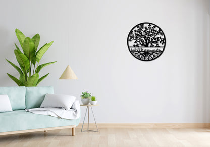 Minimalistisches Lineart Wandtattoo – 3D Optik für Moderne Wandgestaltung | Baum des Lebens | Lebensbaum | Willkommen