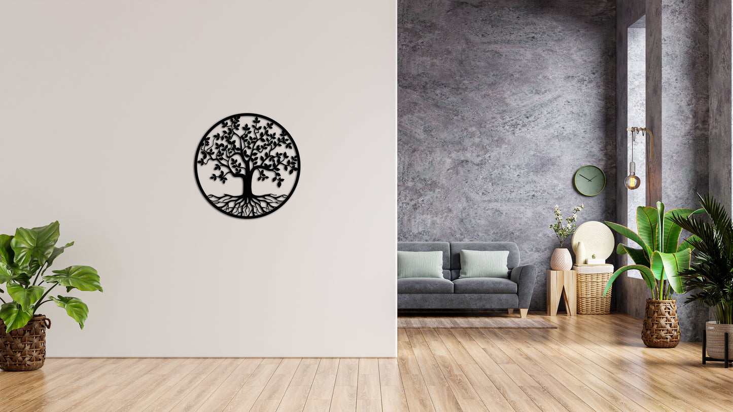Minimalistisches Lineart Wandtattoo – 3D Optik für Moderne Wandgestaltung | Baum des Lebens | Lebensbaum