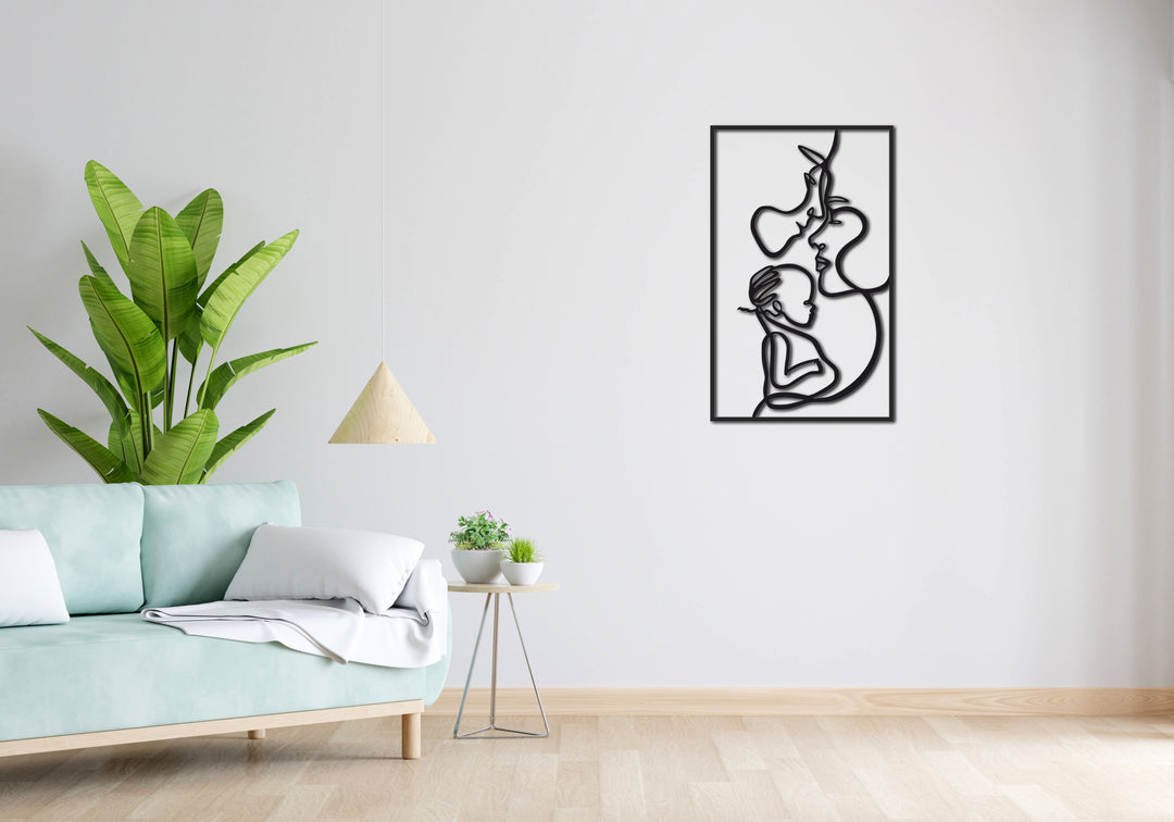 Minimalistisches Lineart Wandtattoo – 3D Optik für Moderne Wandgestaltung | Familie | Familie mit Kind