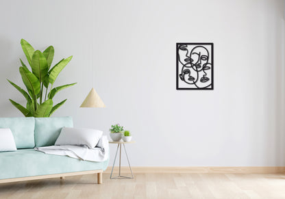 Minimalistisches Lineart Wandtattoo – 3D Optik für Moderne Wandgestaltung | Gesichter | Menschen | Personen