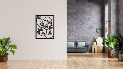 Minimalistisches Lineart Wandtattoo – 3D Optik für Moderne Wandgestaltung | Gesichter | Menschen | Personen