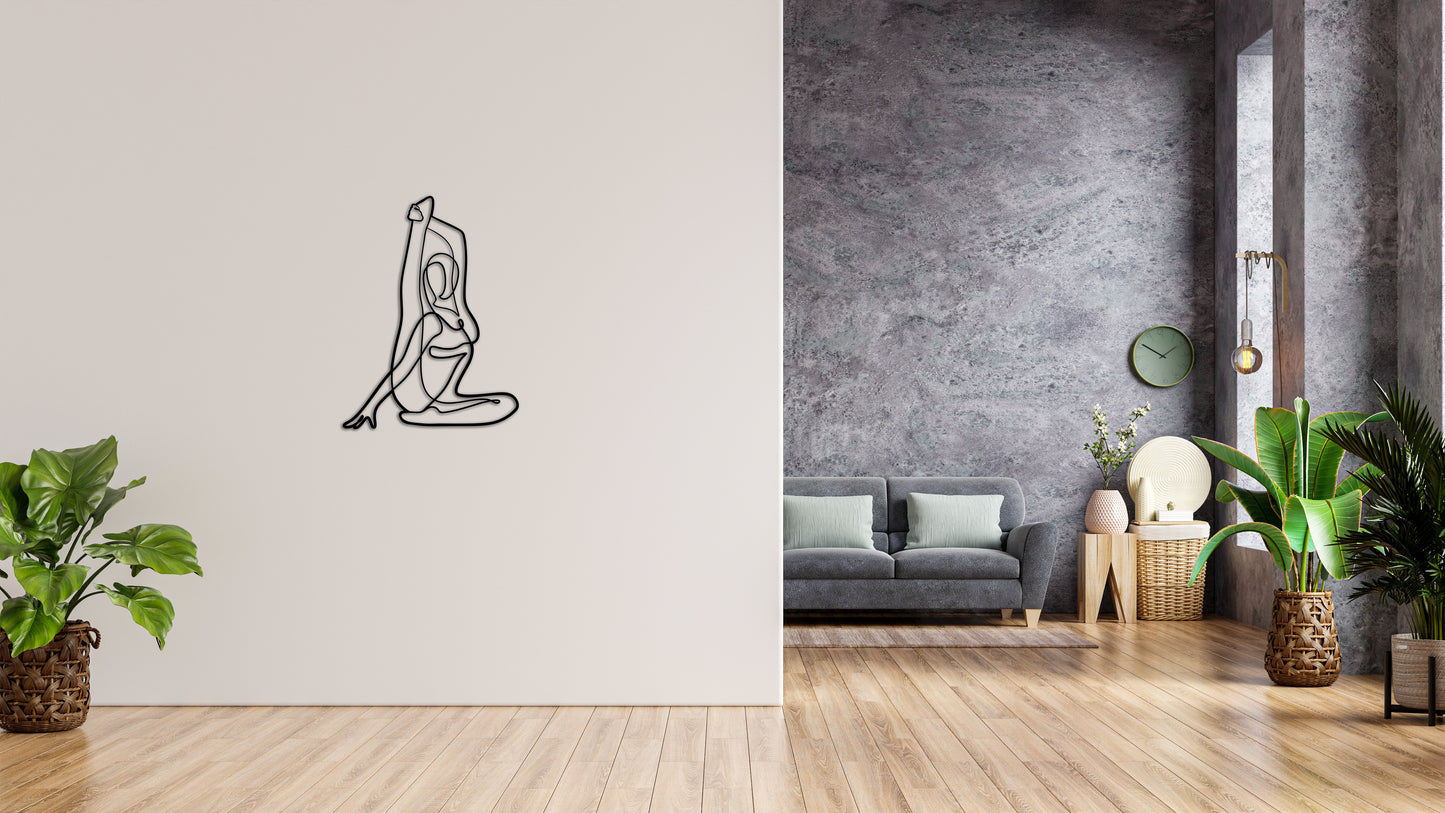 Minimalistisches Lineart Wandtattoo – 3D Optik für Moderne Wandgestaltung | YOGA | Gymnastik III ohne Rahmen