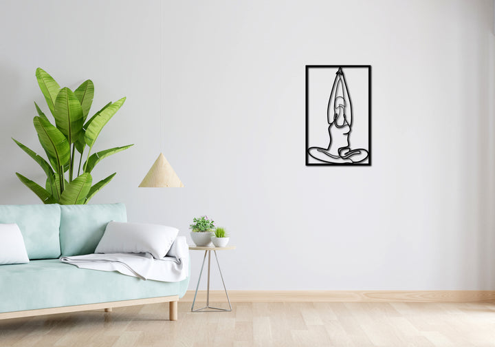 Minimalistisches Lineart Wandtattoo – 3D Optik für Moderne Wandgestaltung | YOGA | Gymnastik II mit Rahmen