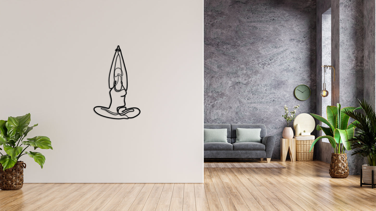 Minimalistisches Lineart Wandtattoo – 3D Optik für Moderne Wandgestaltung | YOGA | Gymnastik II ohne Rahmen