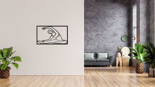 Minimalistisches Lineart Wandtattoo – 3D Optik für Moderne Wandgestaltung | YOGA | Gymnastik I mit Rahmen