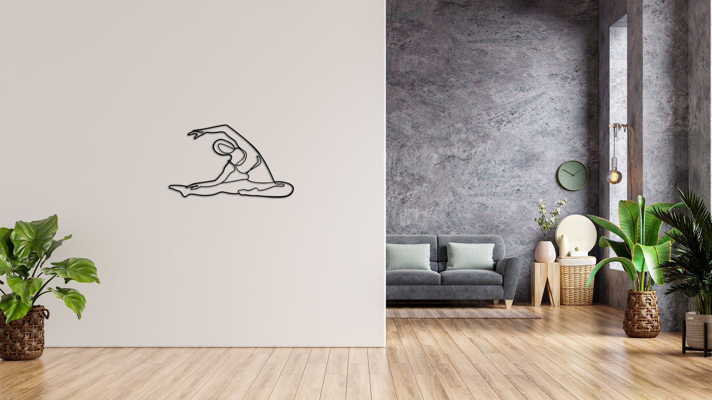 Minimalistisches Lineart Wandtattoo – 3D Optik für Moderne Wandgestaltung | YOGA | Gymnastik I ohne Rahmen
