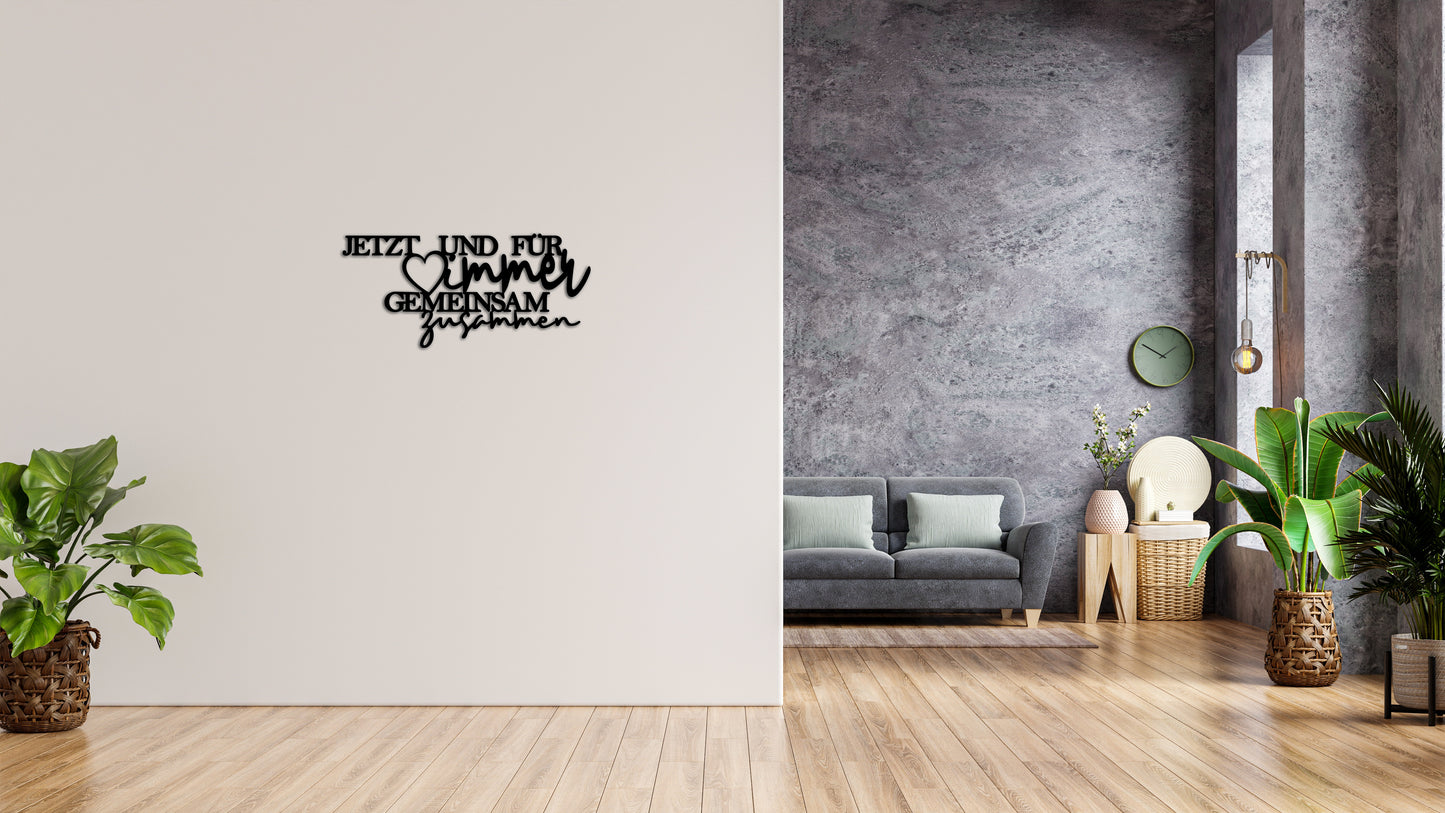 Minimalistisches Lineart Wandtattoo – 3D Optik für Moderne Wandgestaltung | Jetzt und für immer gemeinsam zusammen