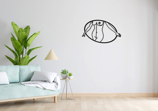 Minimalistisches Lineart Wandtattoo – 3D Optik für Moderne Wandgestaltung | Nackte Frau | Woman