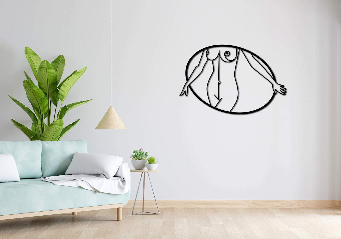 Minimalistisches Lineart Wandtattoo – 3D Optik für Moderne Wandgestaltung | Nackte Frau