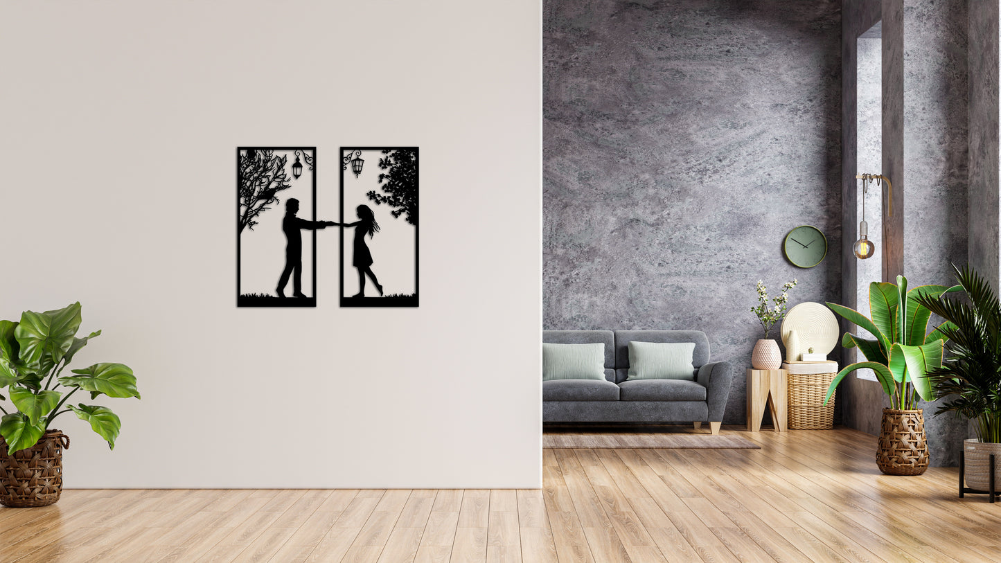 Minimalistisches Lineart Wandtattoo – 3D Optik für Moderne Wandgestaltung | Liebespaar