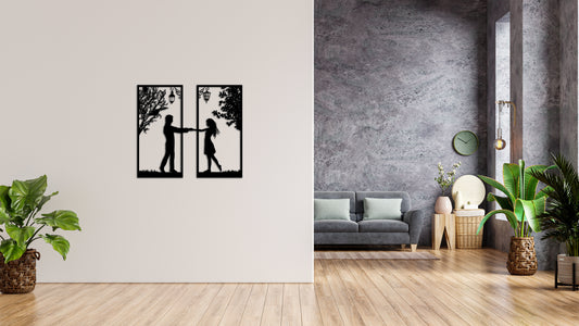 Minimalistisches Lineart Wandtattoo – 3D Optik für Moderne Wandgestaltung | Liebespaar