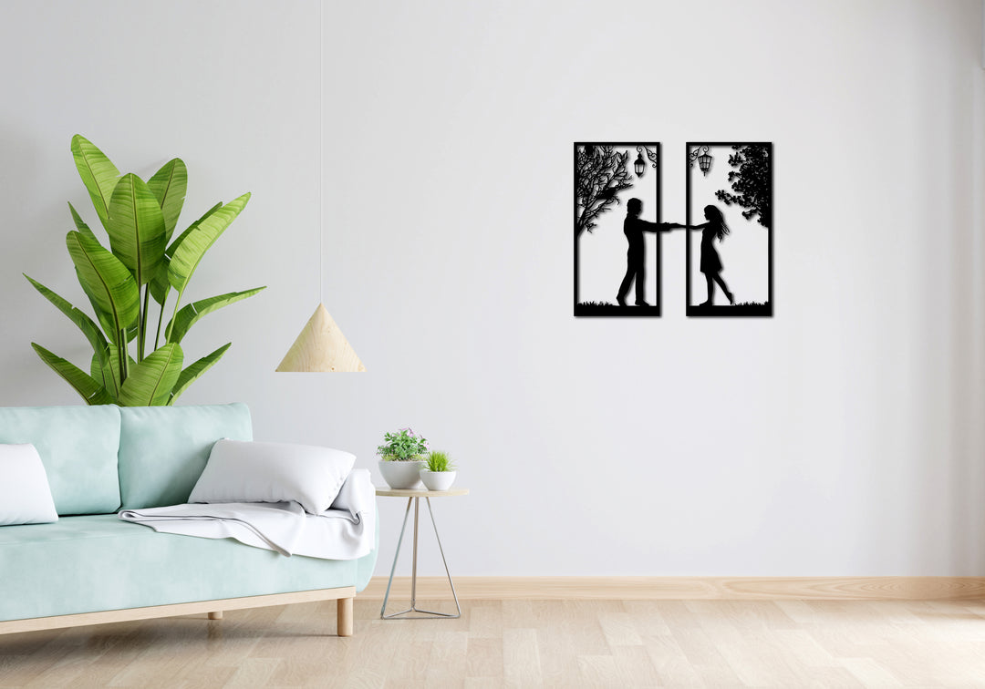 Minimalistisches Lineart Wandtattoo – 3D Optik für Moderne Wandgestaltung | Liebespaar