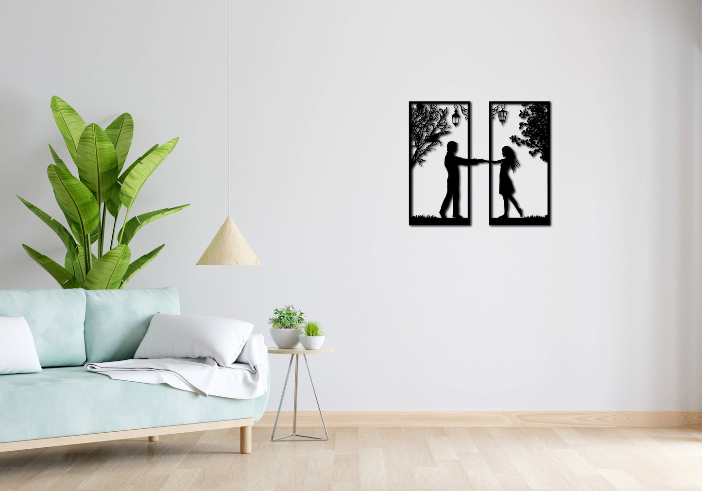 Minimalistisches Lineart Wandtattoo – 3D Optik für Moderne Wandgestaltung | Liebespaar