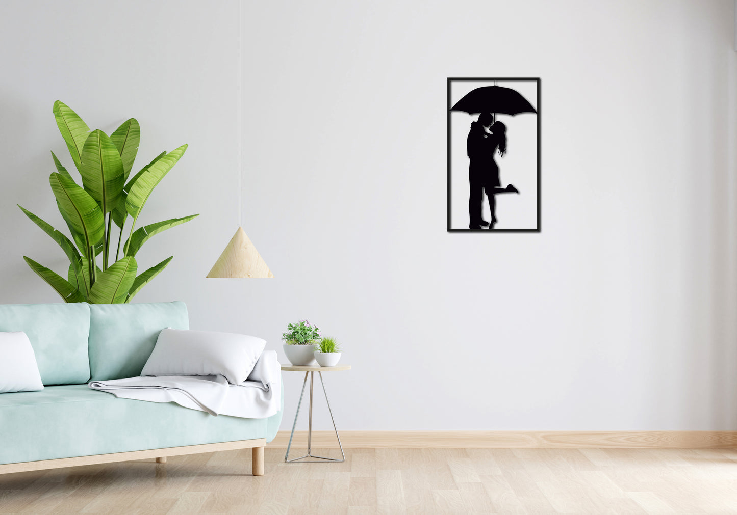 Minimalistisches Lineart Wandtattoo – 3D Optik für Moderne Wandgestaltung| Liebespaar | Paar | Liebespaar im Rahmen