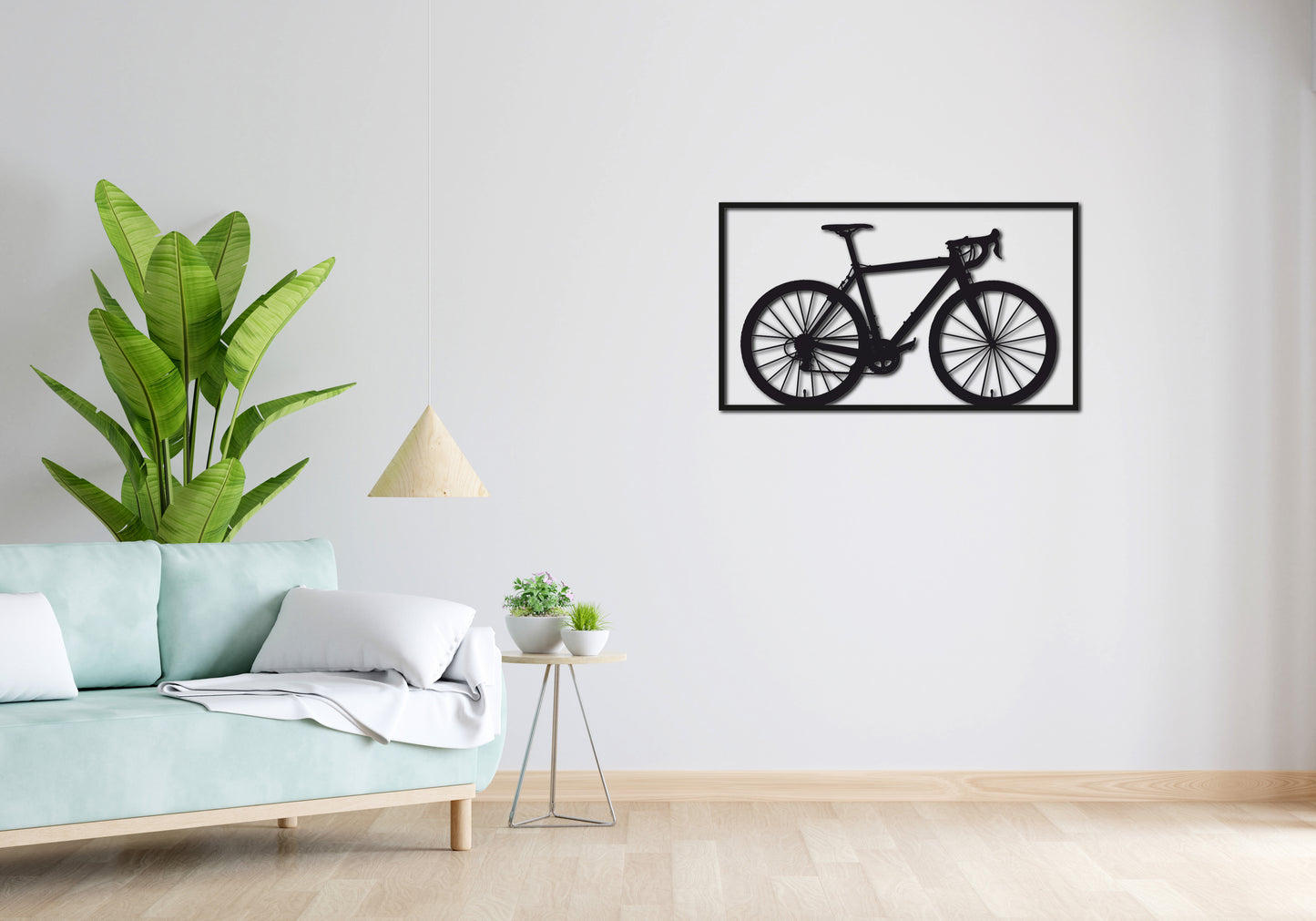 Minimalistisches Lineart Wandtattoo – 3D Optik für Moderne Wandgestaltung | Rennrad | Fahrrad | Rennrad im Rahmen