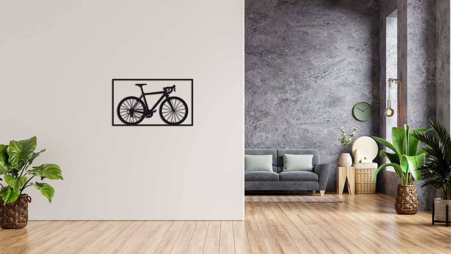 Minimalistisches Lineart Wandtattoo – 3D Optik für Moderne Wandgestaltung | Rennrad | Fahrrad | Rennrad im Rahmen