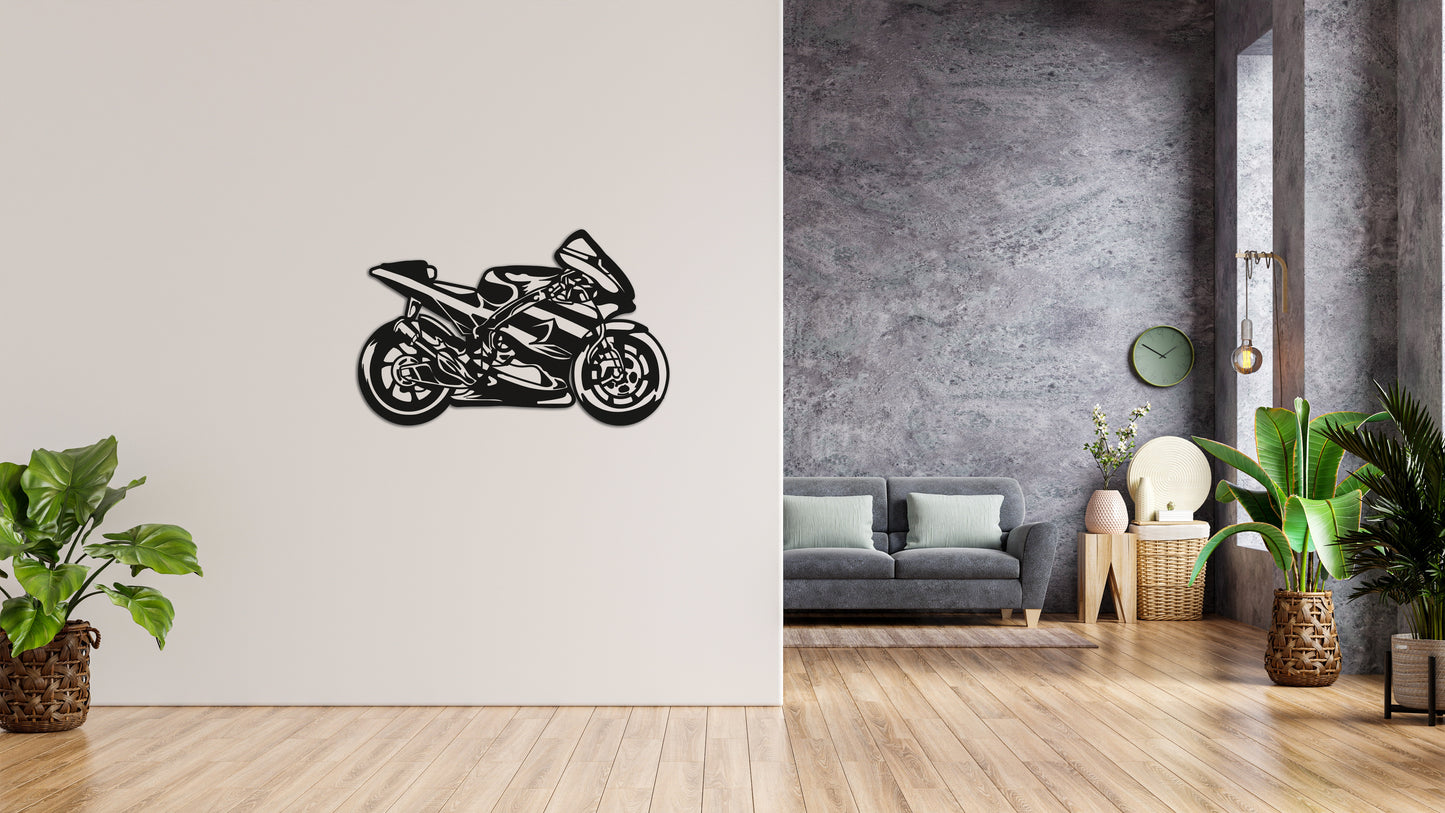 Minimalistisches Lineart Wandtattoo – 3D Optik für Moderne Wandgestaltung | Superbike | Motorrad | Supersportler