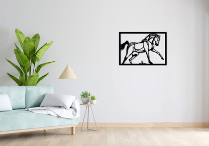 Minimalistisches Lineart Wandtattoo – 3D Optik für Moderne Wandgestaltung | Pferd | Trabendes Pferd