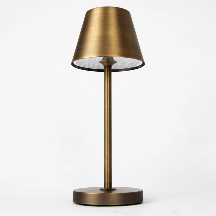 Akku Tischlampe Outdoor in Bronze gebürstet, Ansicht von unten Freisteller für Tisch- und Gastronomiebeleuchtung