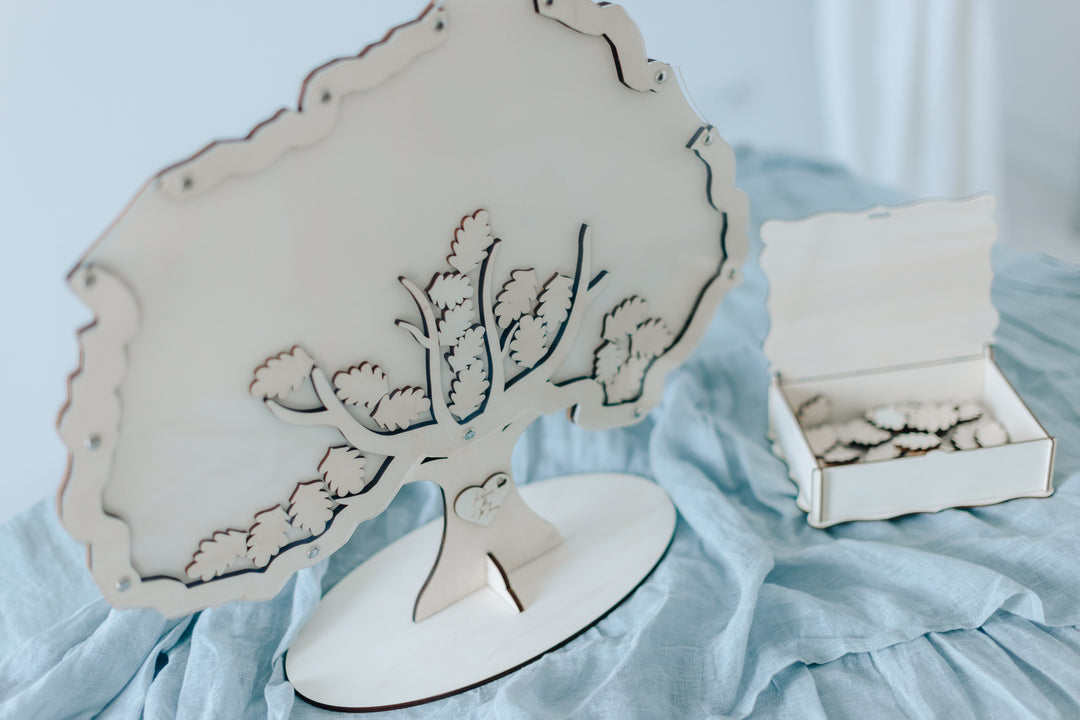 Gästebuch Baum Natur befüllt Holzblätter Hochzeit – personalisiert handgefertigt Bayern