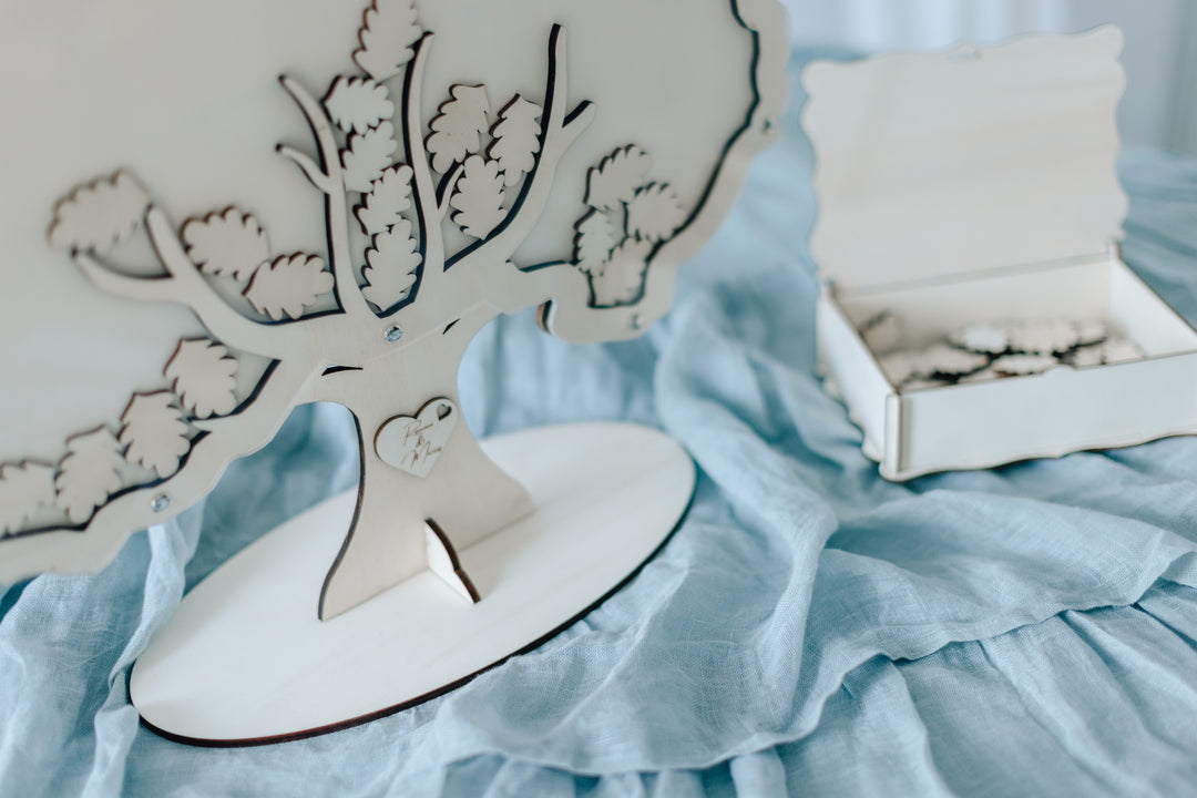 Holzblätter Gästebuch Baum Natur Hochzeit – handgefertigt Pappelsperrholz naturbelassen Bayern