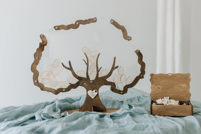 Holzblätter beidseitig sichtbar Acrylglas Rustikal – Gästebuch Baum transparent handgefertigt Bayern